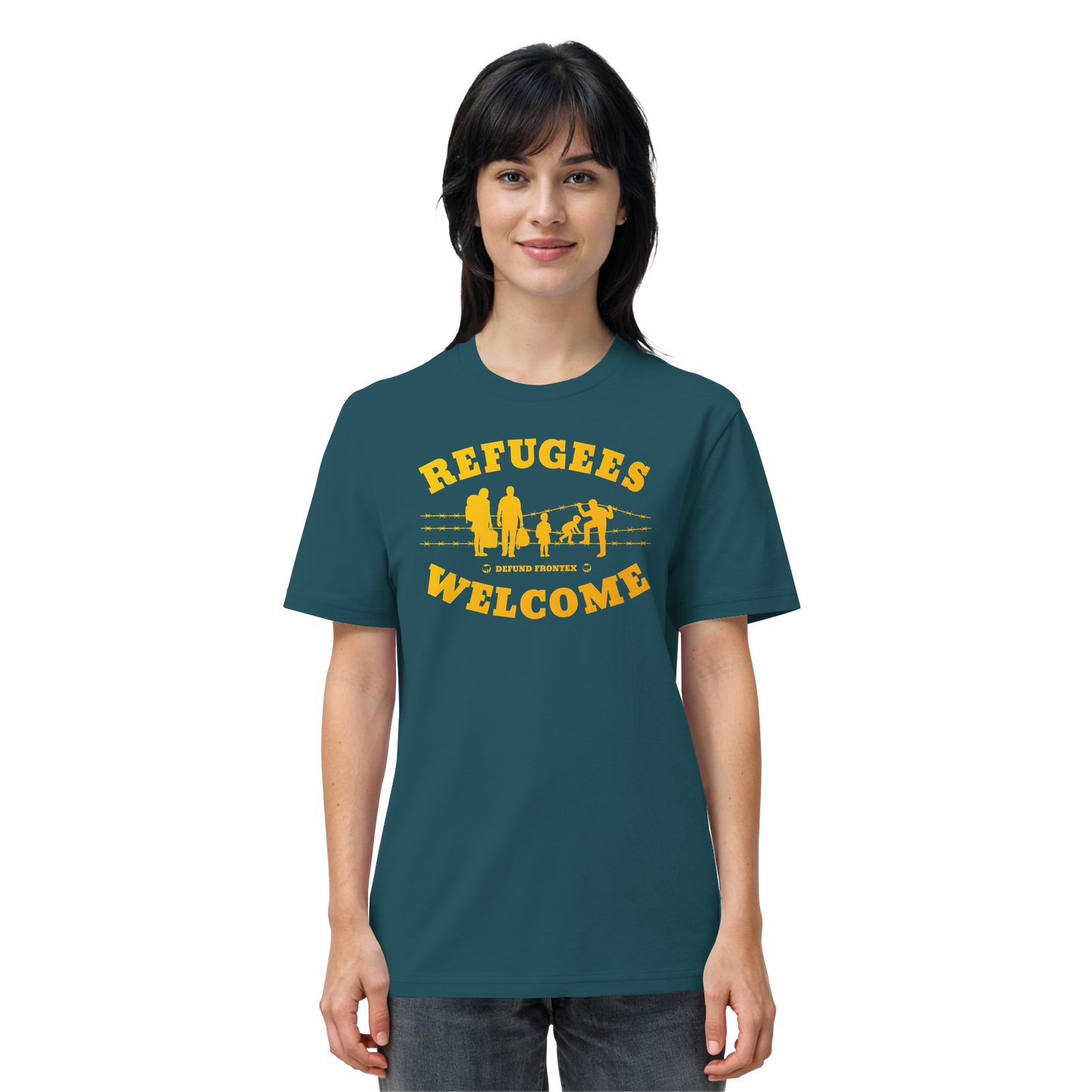 Refugees Welcome on land (Gelb-Orange) - T-Shirt