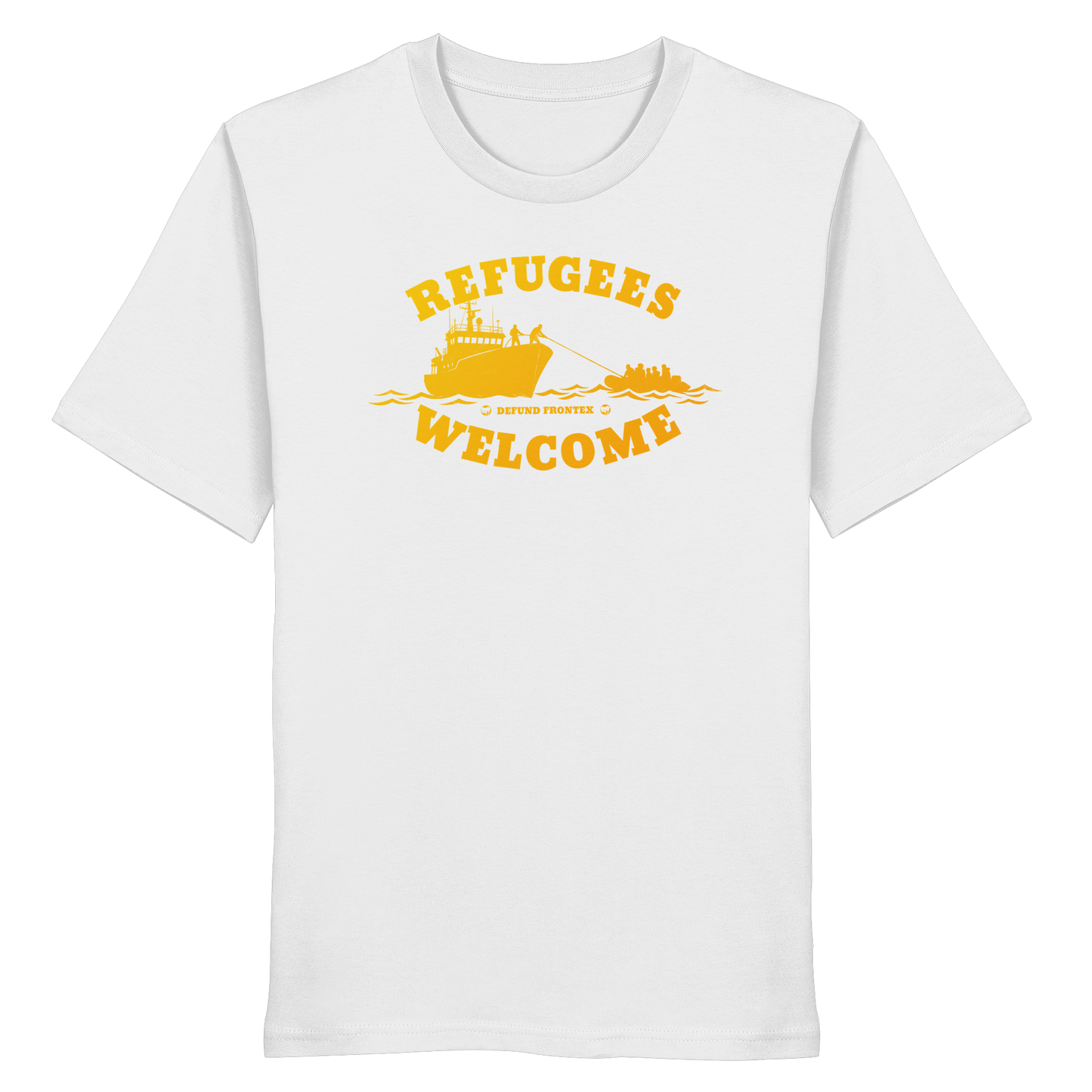 Refugees Welcome at sea (Gelb-Orange) - T-Shirt