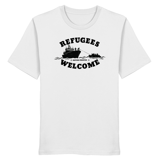 Refugees Welcome at sea (Schwarz) - T-Shirt