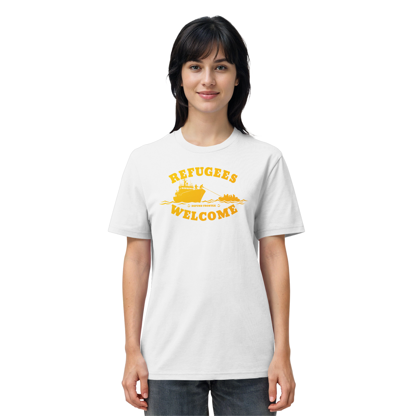 Refugees Welcome at sea (Gelb-Orange) - T-Shirt