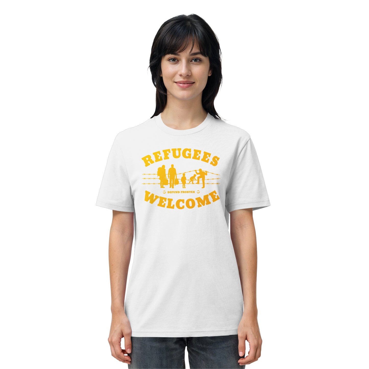 Refugees Welcome on land (Gelb-Orange) - T-Shirt