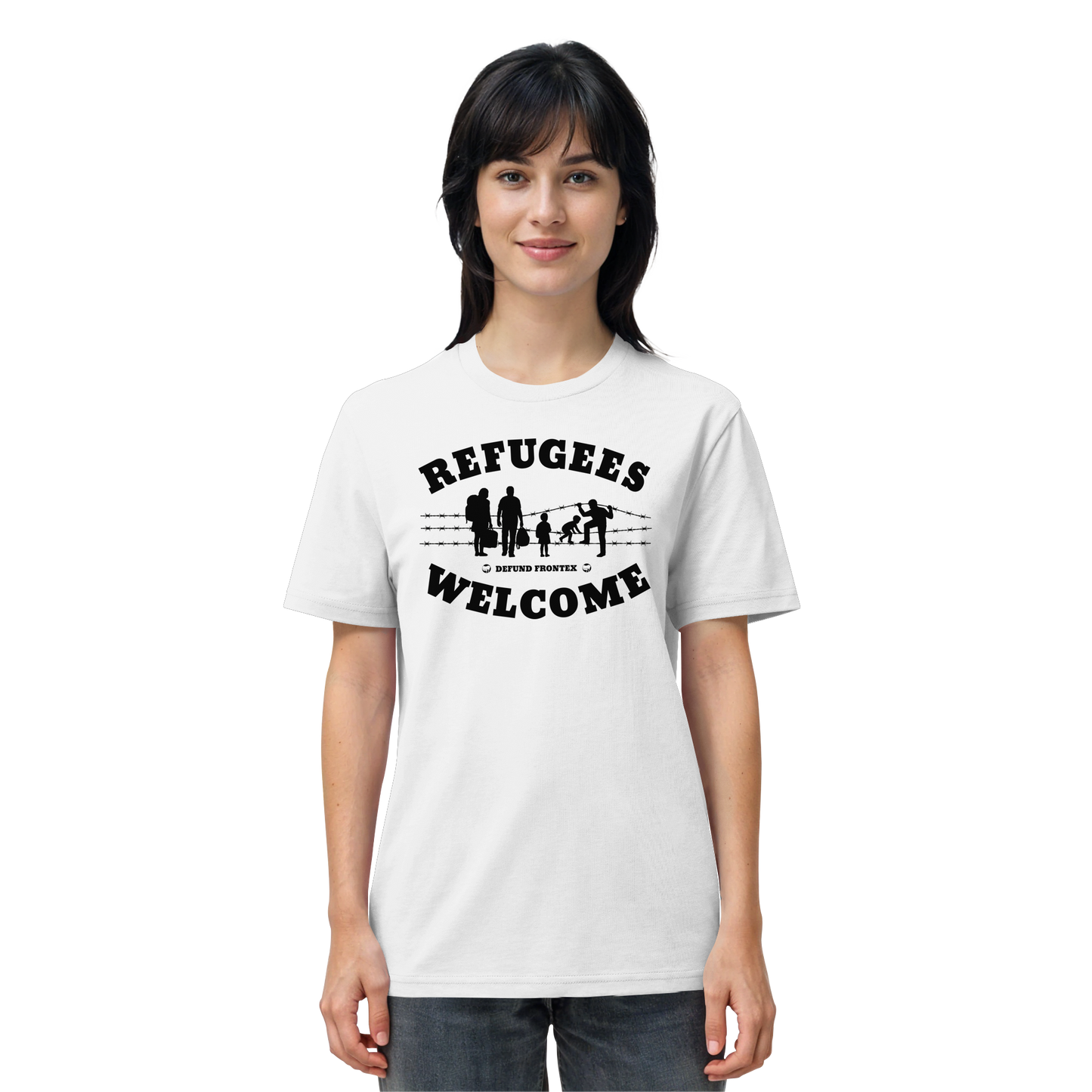 Refugees Welcome on land (Schwarz) - T-Shirt