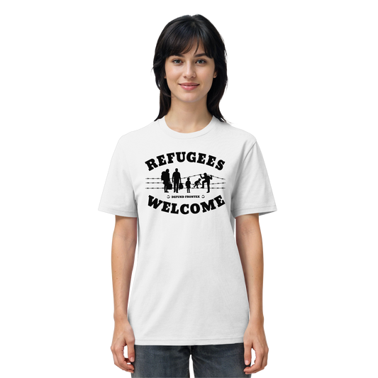 Refugees Welcome on land (Schwarz) - T-Shirt