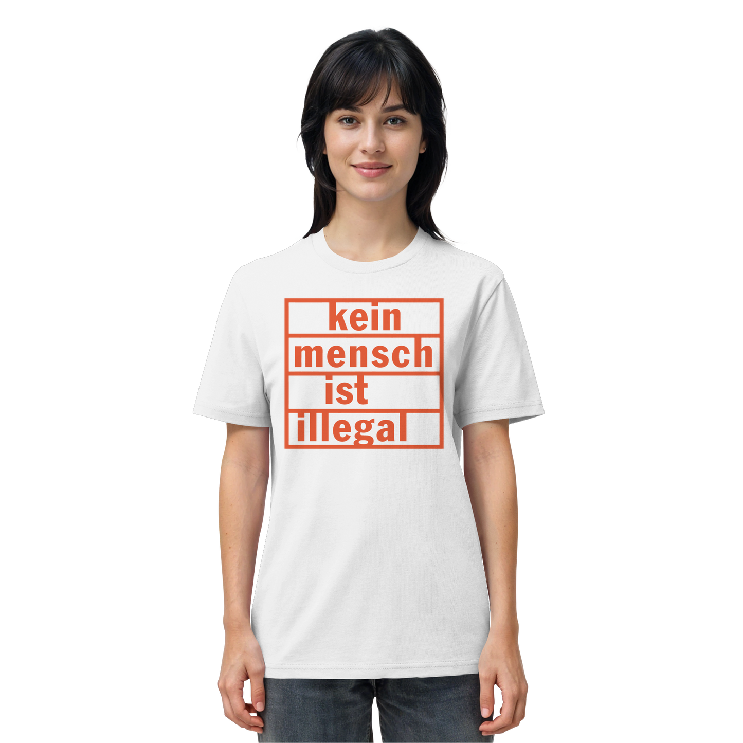 Kein Mensch ist illegal (Orange) - T-Shirt