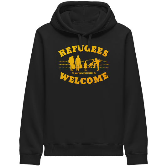 Refugees Welcome on land (Gelb-Orange) - Hoodie mit Seitentaschen