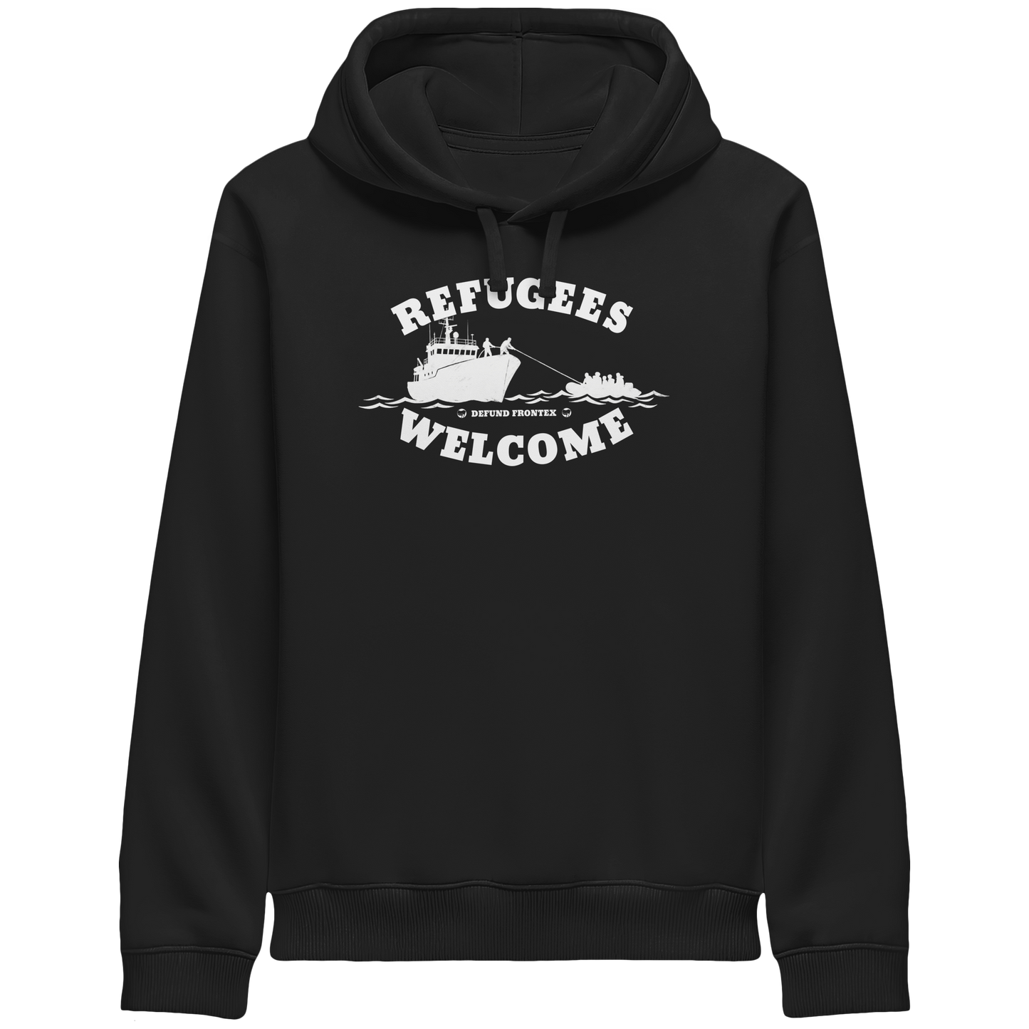 Refugees Welcome at sea (Weiß) - Hoodie mit Seitentaschen