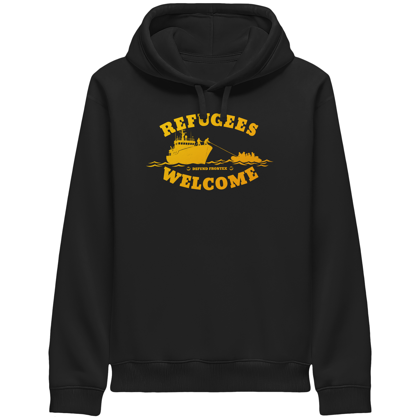 Refugees Welcome at sea (Gelb-Orange) - Hoodie mit Seitentaschen