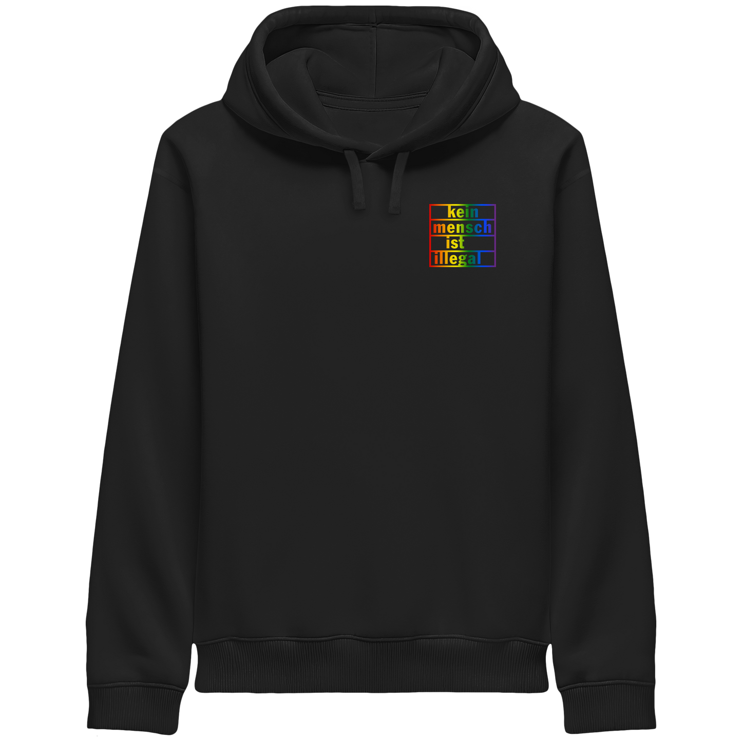 Kein Mensch ist illegal (Regenbogen; kleiner Druck) - Hoodie mit Seitentaschen