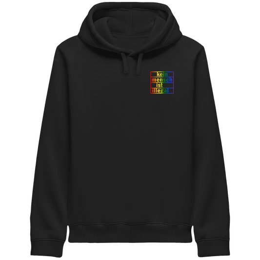 Kein Mensch ist illegal (Regenbogen; kleiner Druck) - Hoodie mit Seitentaschen