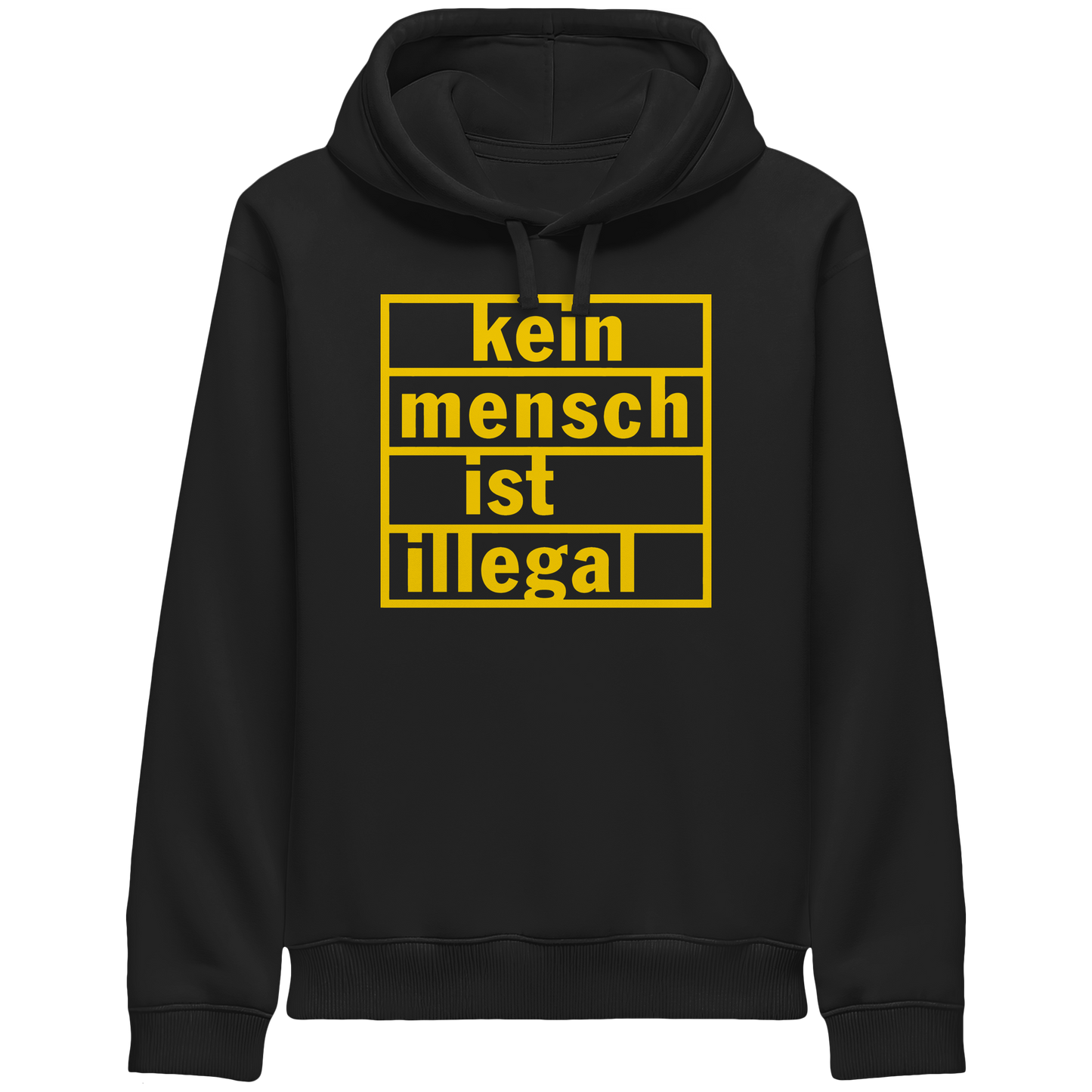 Kein Mensch ist illegal (Gelb) - Hoodie mit Seitentaschen