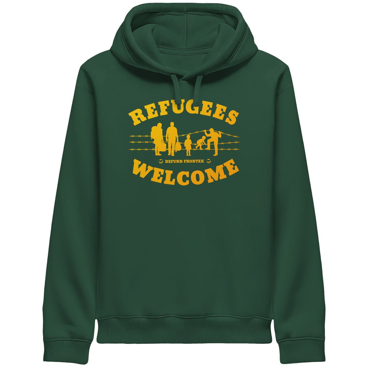 Refugees Welcome on land (Gelb-Orange) - Hoodie mit Seitentaschen