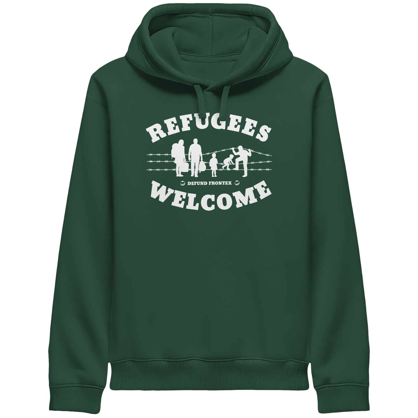 Refugees Welcome on land (Weiß) - Hoodie mit Seitentaschen