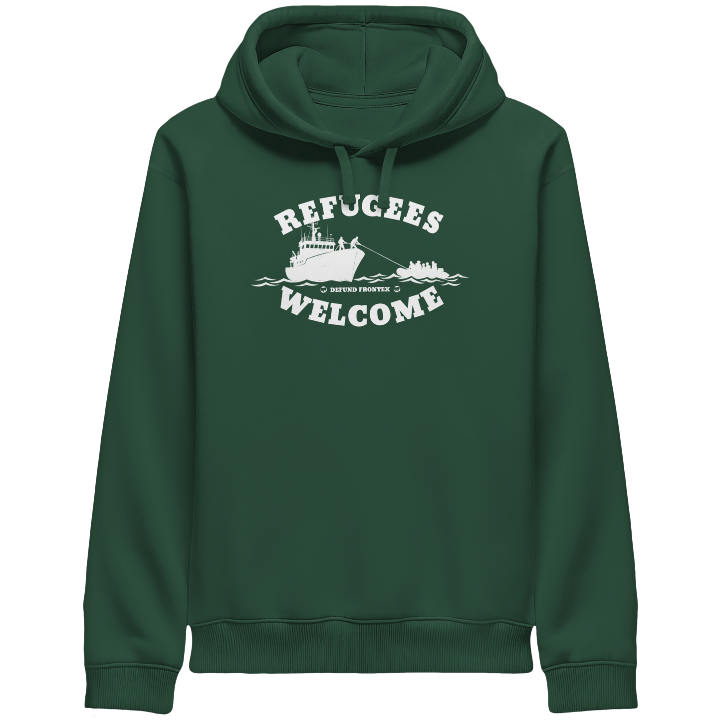 Refugees Welcome at sea (Weiß) - Hoodie mit Seitentaschen