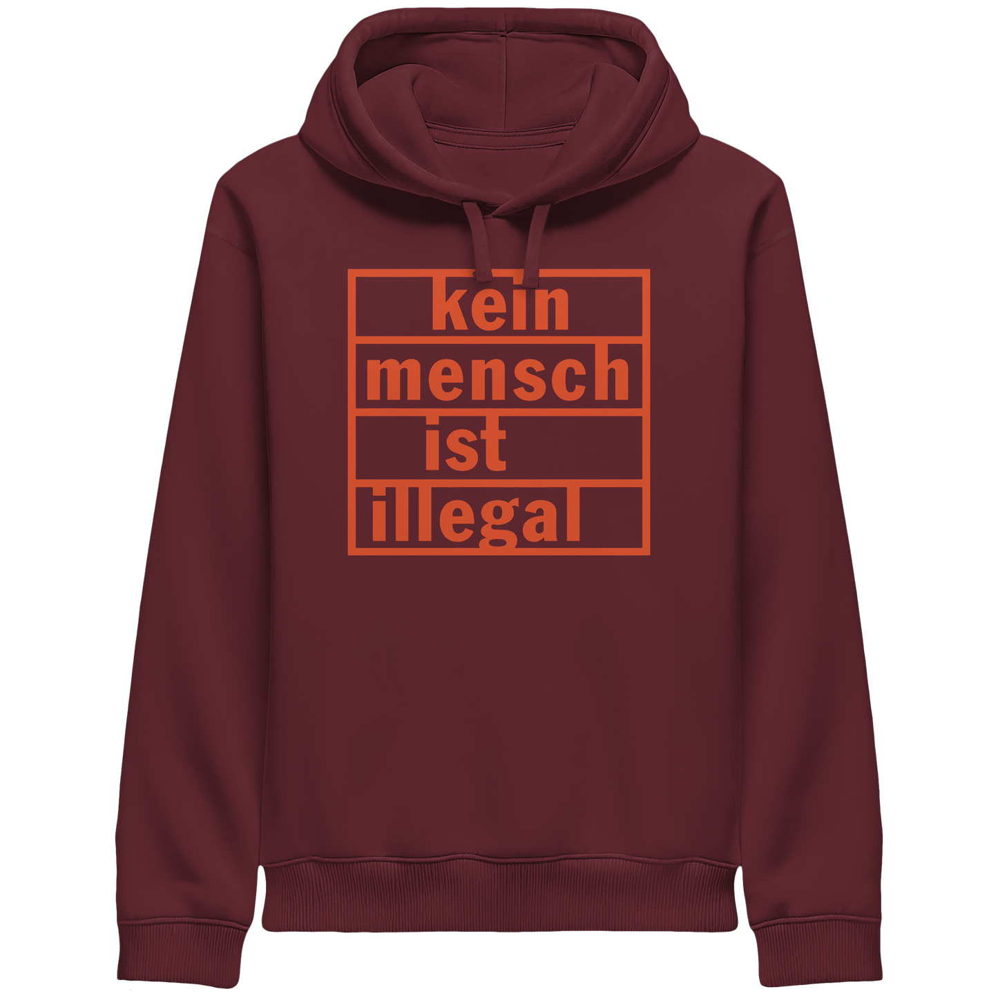 Kein Mensch ist illegal (Orange) - Hoodie mit Seitentaschen