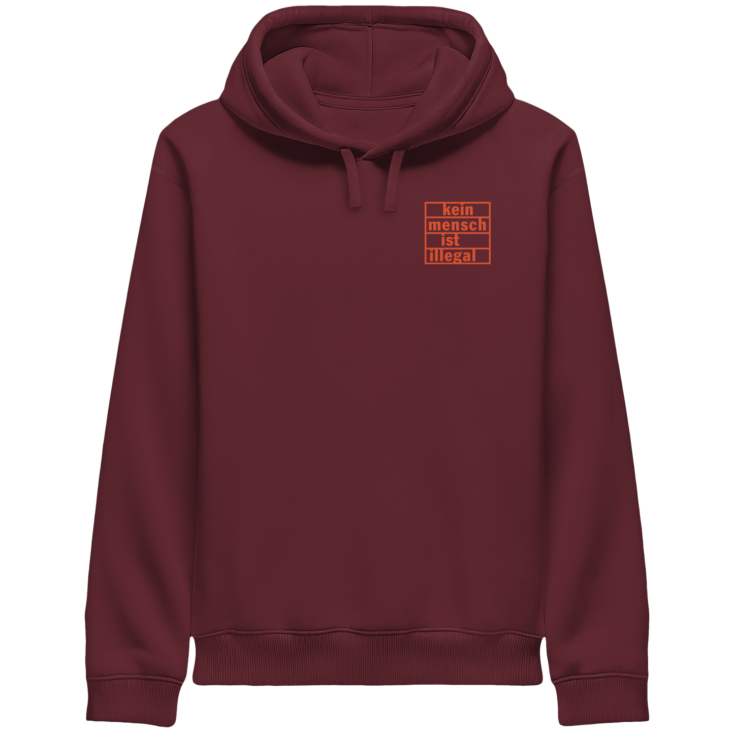 Kein Mensch ist illegal (Orange; kleiner Druck) - Hoodie mit Seitentaschen
