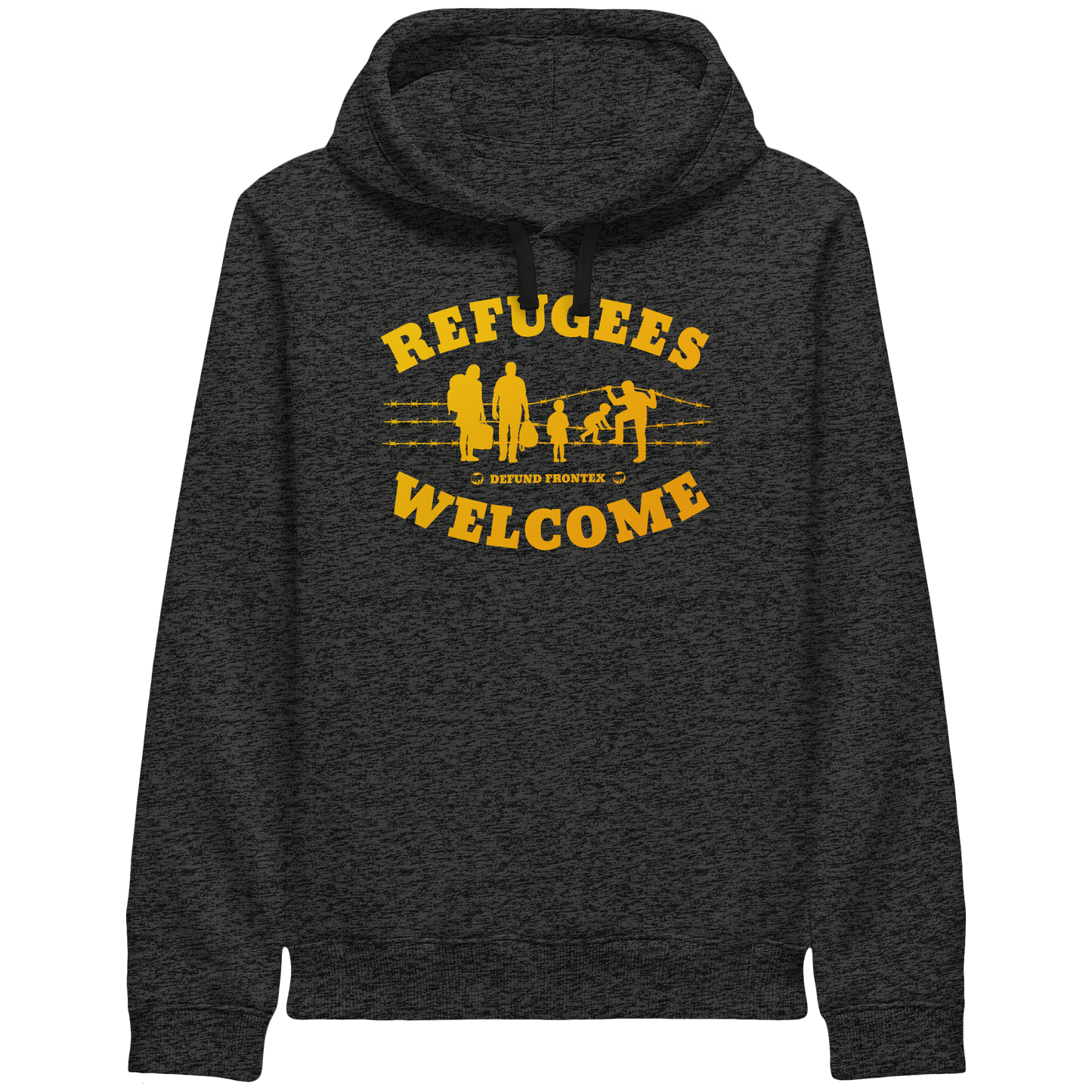 Refugees Welcome on land (Gelb-Orange) - Hoodie mit Seitentaschen