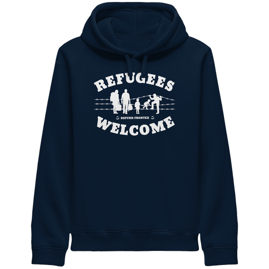 Refugees Welcome on land (Weiß) - Hoodie mit Seitentaschen