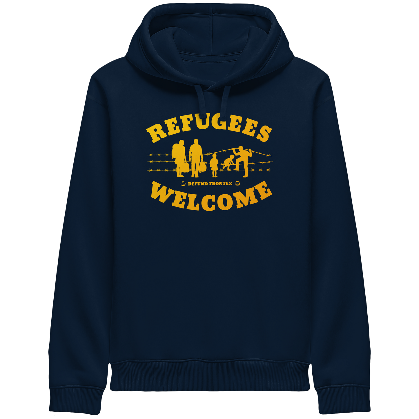 Refugees Welcome on land (Gelb-Orange) - Hoodie mit Seitentaschen