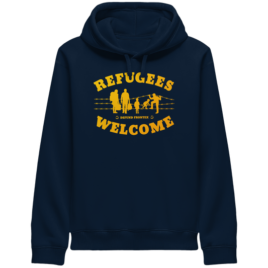 Refugees Welcome on land (Gelb-Orange) - Hoodie mit Seitentaschen