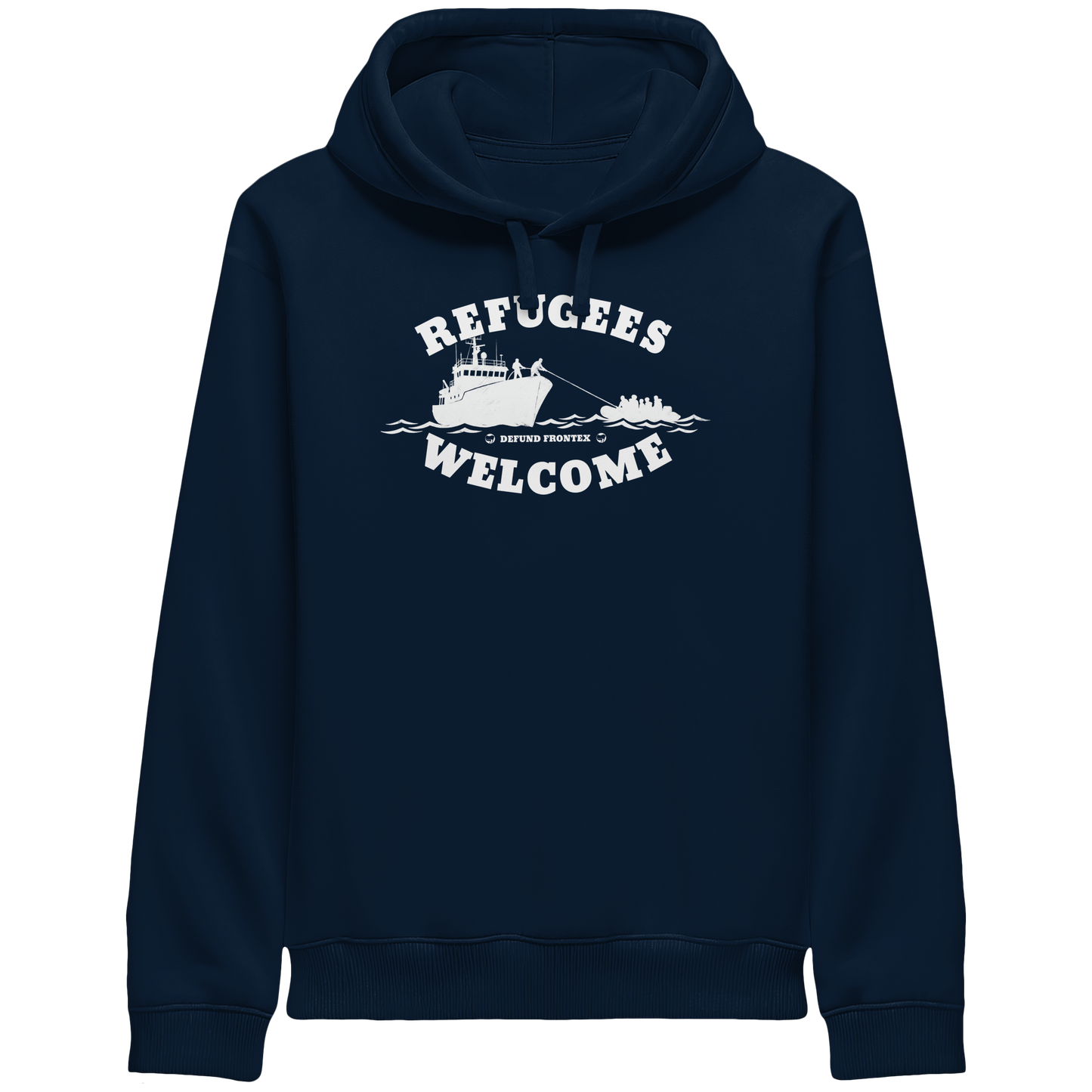 Refugees Welcome at sea (Weiß) - Hoodie mit Seitentaschen