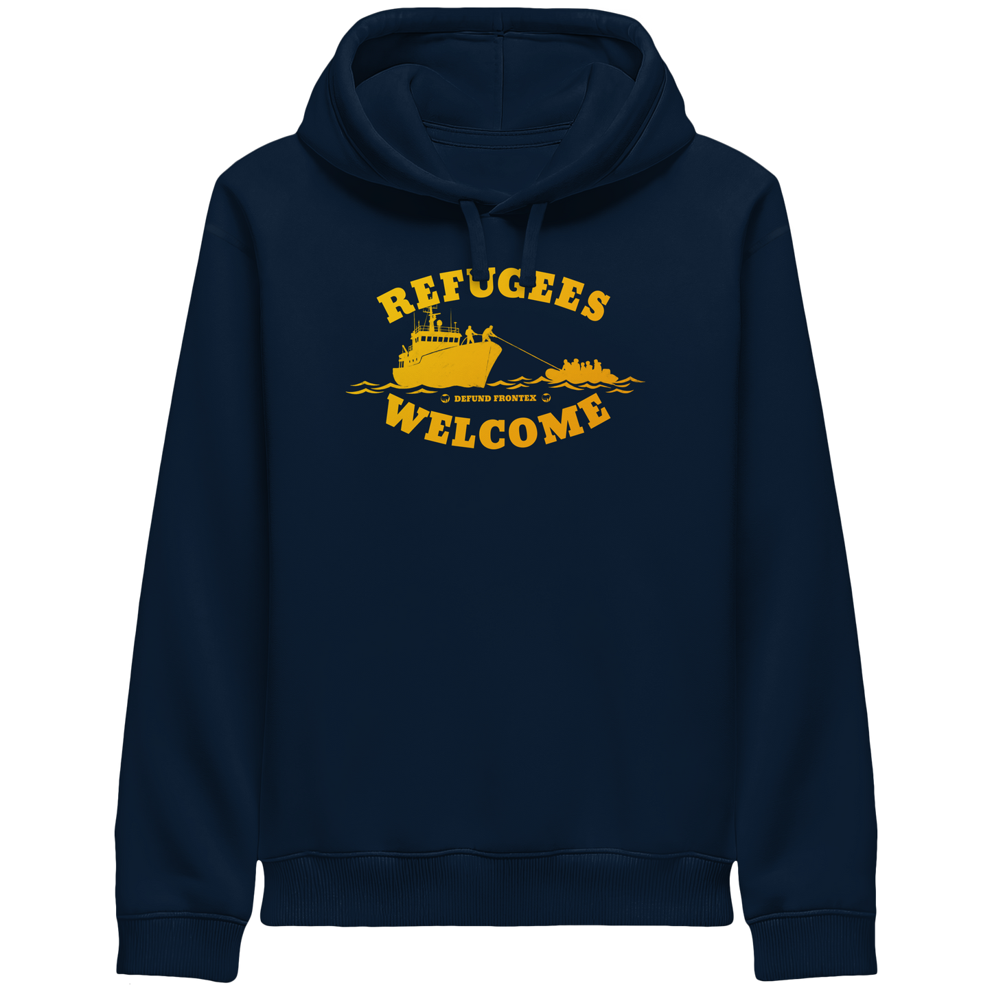 Refugees Welcome at sea (Gelb-Orange) - Hoodie mit Seitentaschen