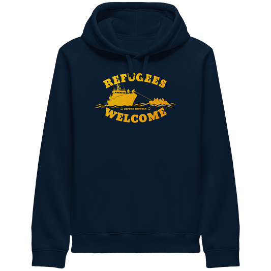 Refugees Welcome at sea (Gelb-Orange) - Hoodie mit Seitentaschen