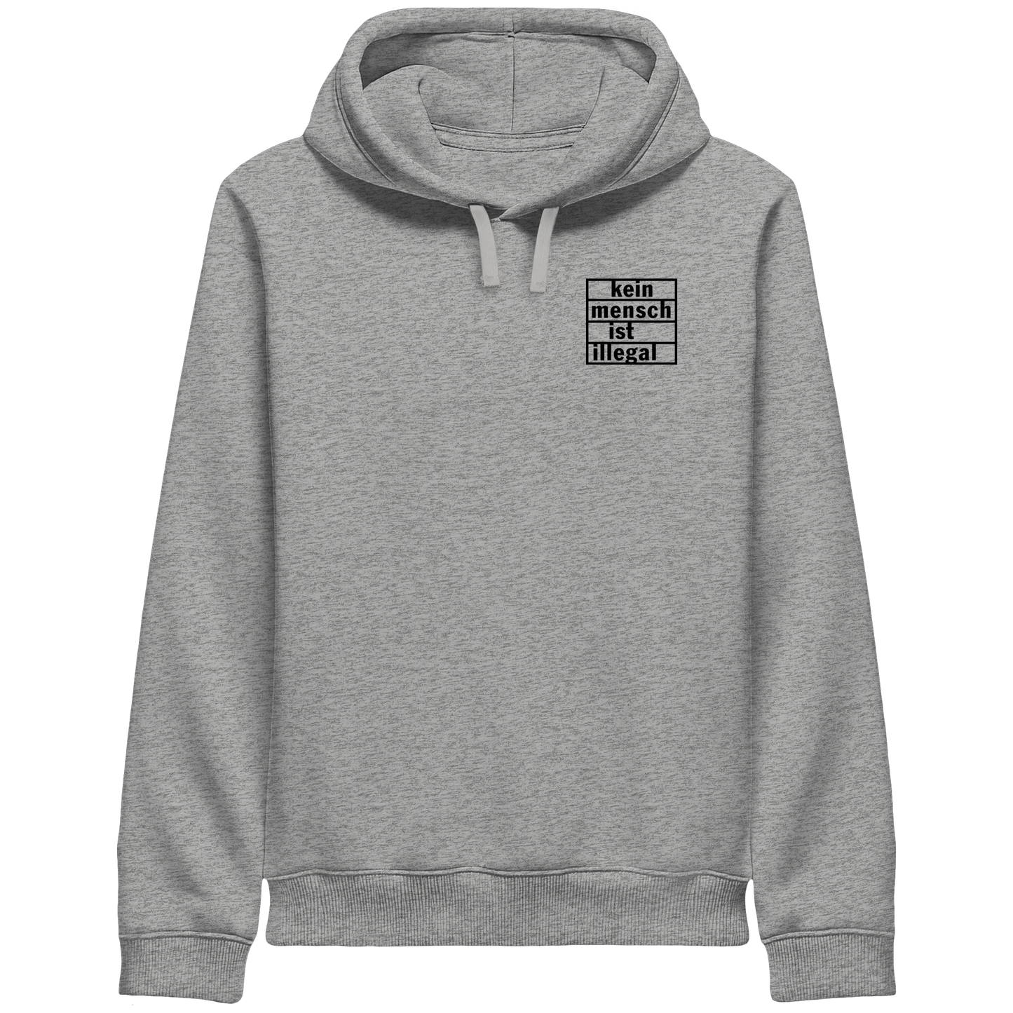 Kein Mensch ist illegal (Schwarz; kleiner Druck) - Hoodie mit Seitentaschen