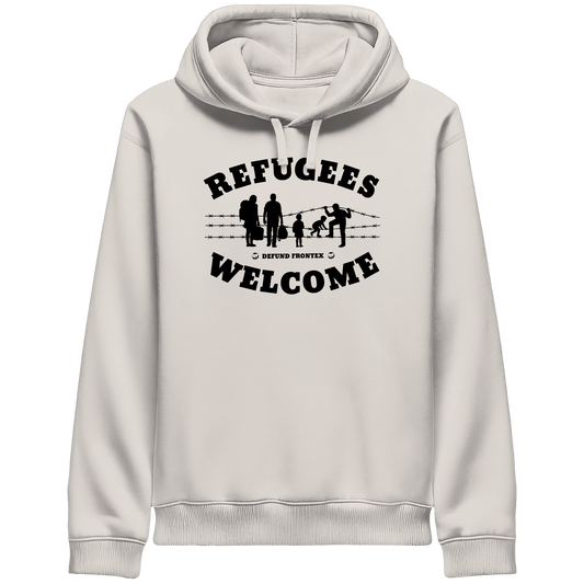 Refugees Welcome on land (Schwarz) - Hoodie mit Seitentaschen