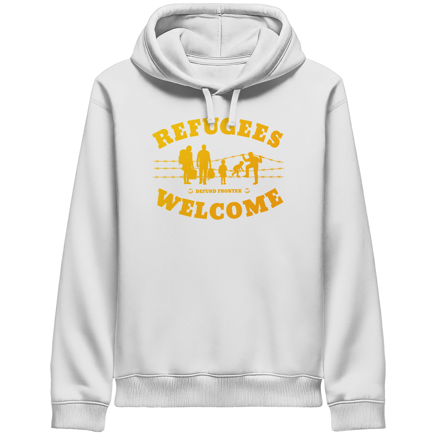 Refugees Welcome on land (Gelb-Orange) - Hoodie mit Seitentaschen
