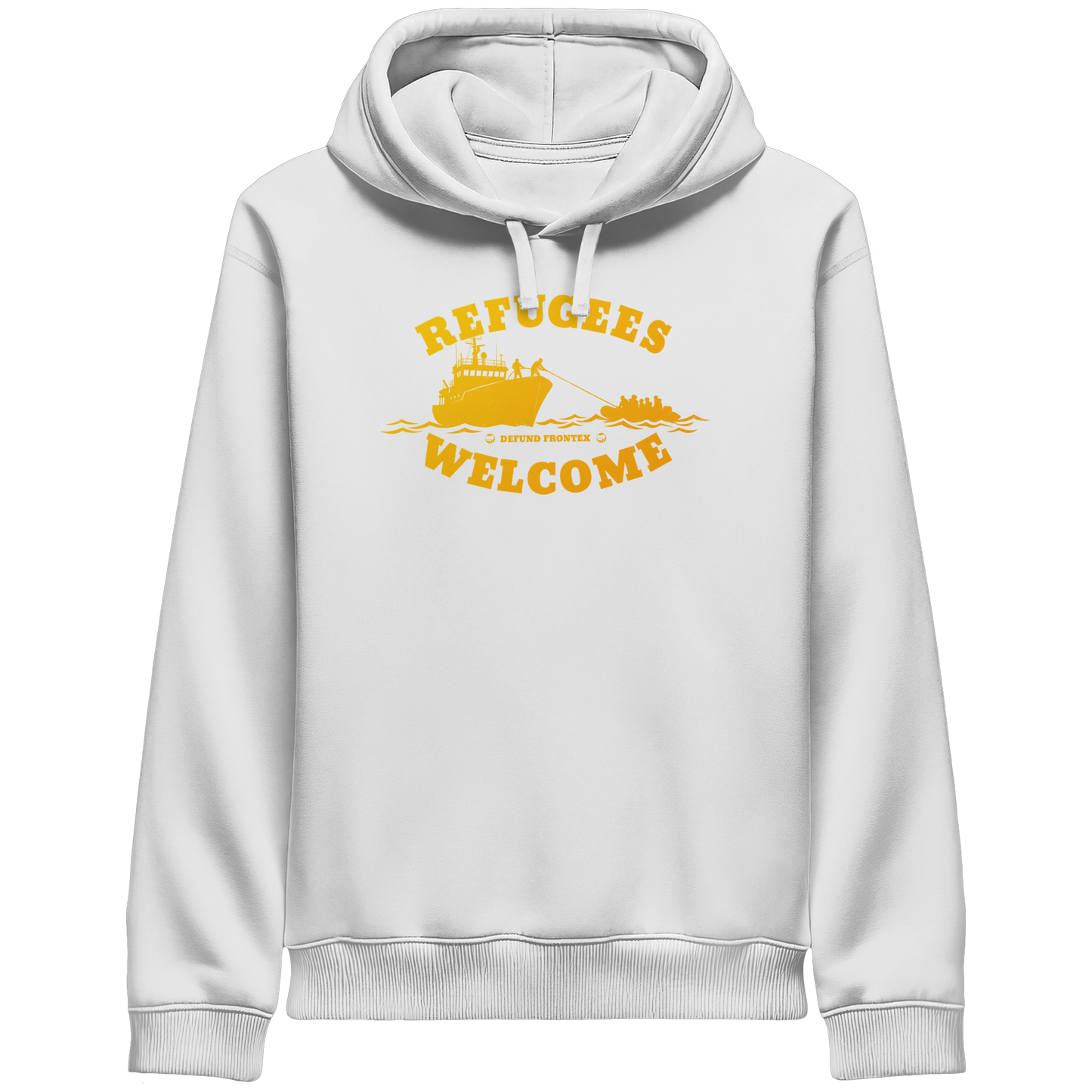 Refugees Welcome at sea (Gelb-Orange) - Hoodie mit Seitentaschen