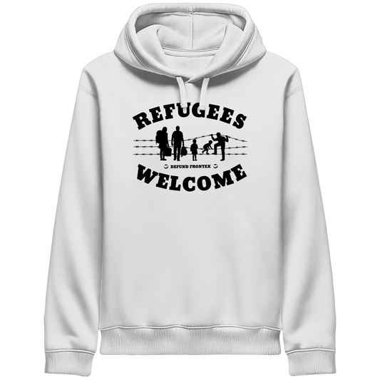 Refugees Welcome on land (Schwarz) - Hoodie mit Seitentaschen