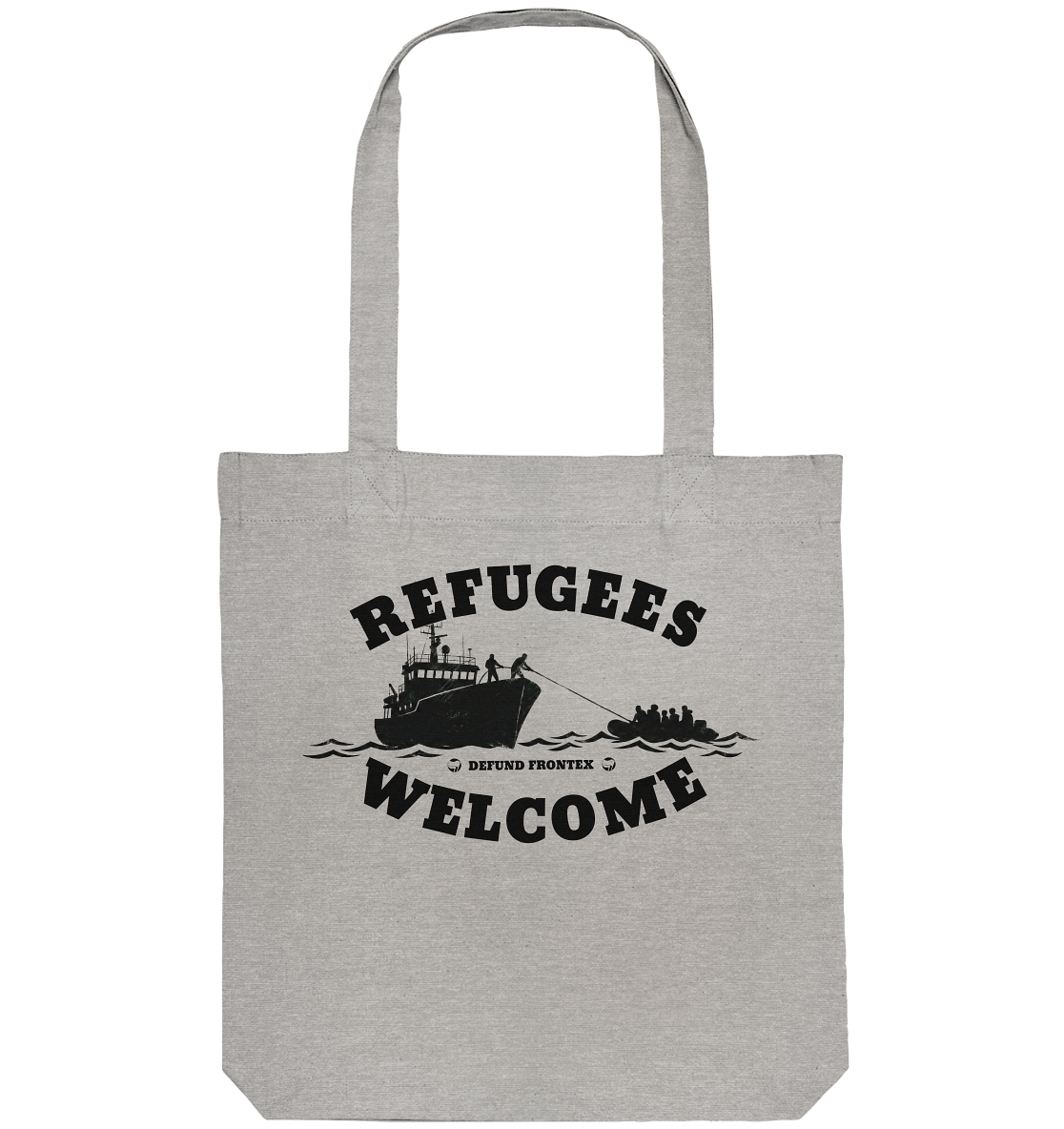 Refugees Welcome at sea (Schwarz) - Tragetasche