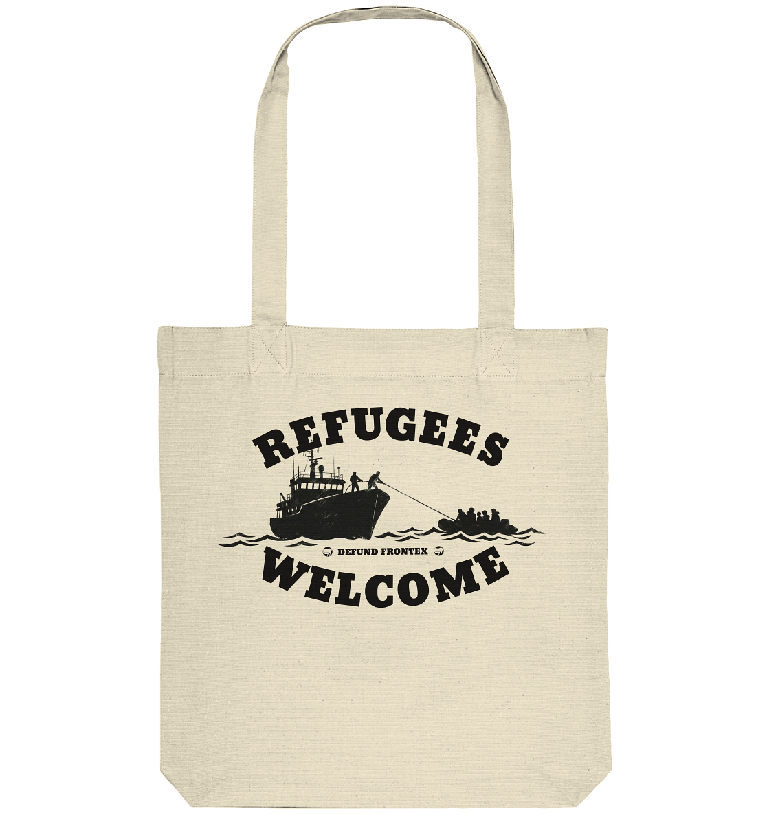 Refugees Welcome at sea (Schwarz) - Tragetasche
