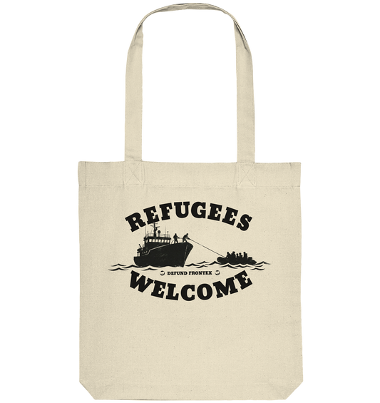 Refugees Welcome at sea (Schwarz) - Tragetasche