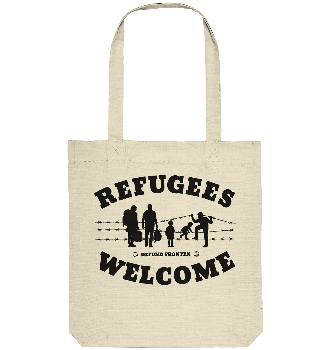 Refugees Welcome on land (Schwarz) - Tragetasche