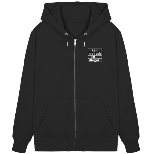 Kein Mensch ist illegal (Weiß; kleiner Druck) - Hoodie mit Zipper