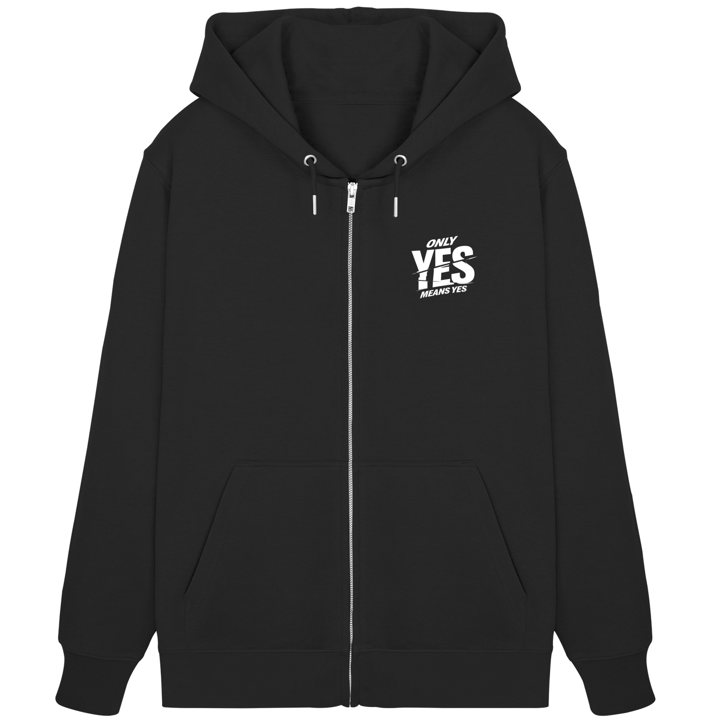 Only yes means yes (Weiß; kleiner Druck) - Hoodie mit Zipper