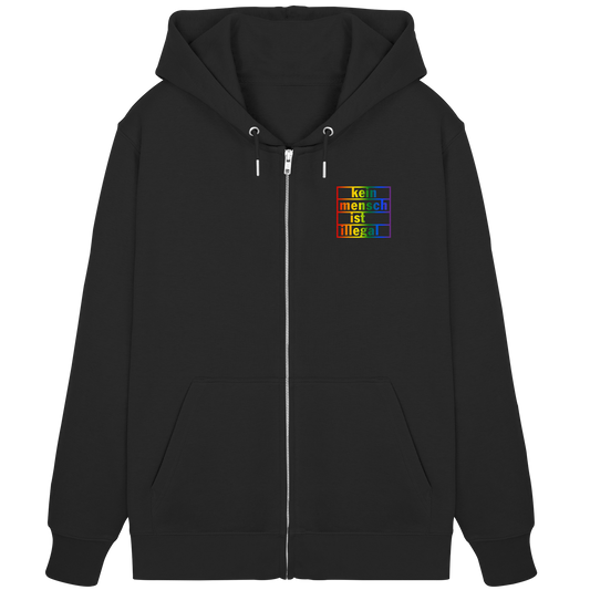 Kein Mensch ist illegal (Regenbogen; kleiner Druck) - Hoodie mit Zipper