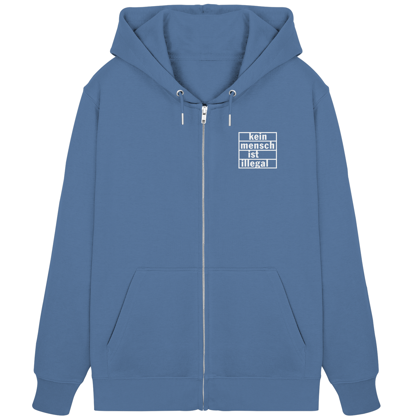 Kein Mensch ist illegal (Weiß; kleiner Druck) - Hoodie mit Zipper