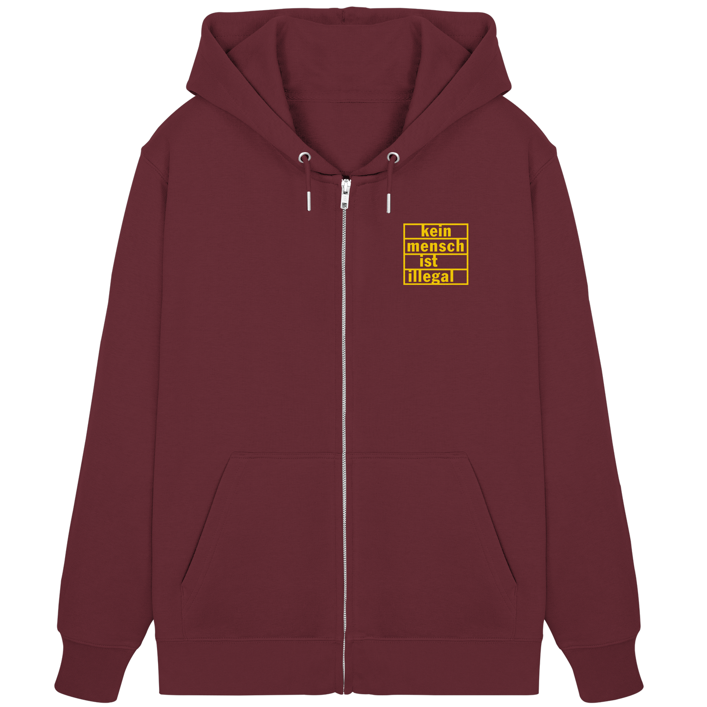 Kein Mensch ist illegal (Gelb; kleiner Druck) - Hoodie mit Zipper