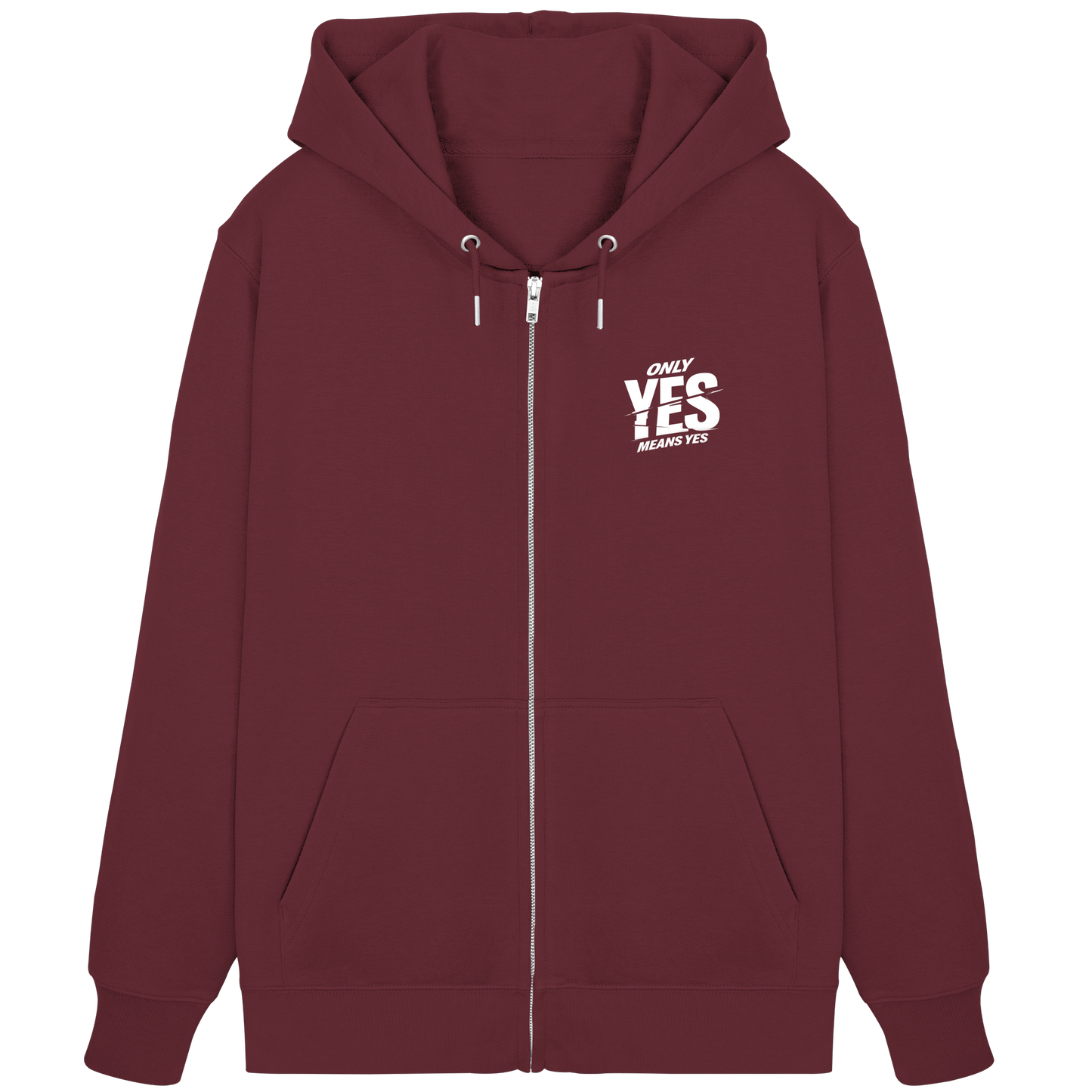 Only yes means yes (Weiß; kleiner Druck) - Hoodie mit Zipper