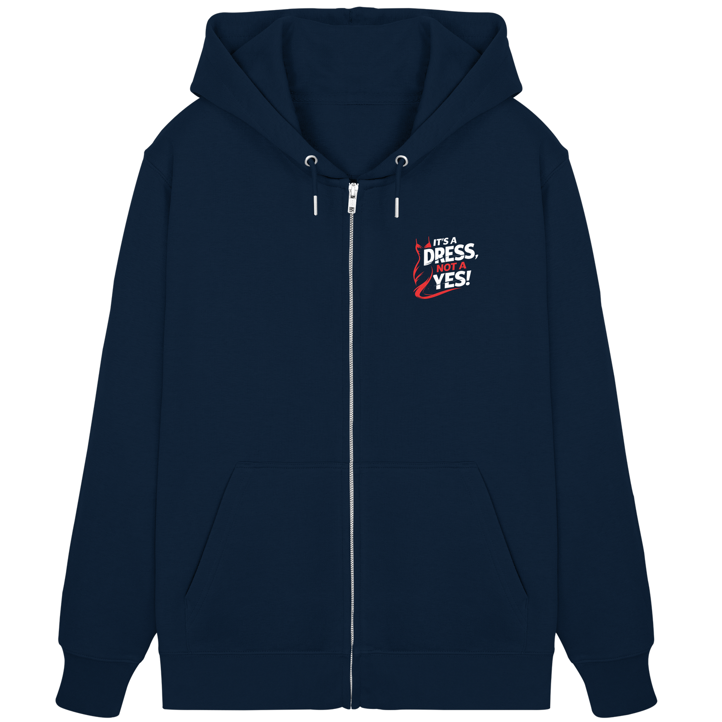 It's a dress, not a yes (Weiß/rot; kleiner Druck) - Hoodie mit Zipper