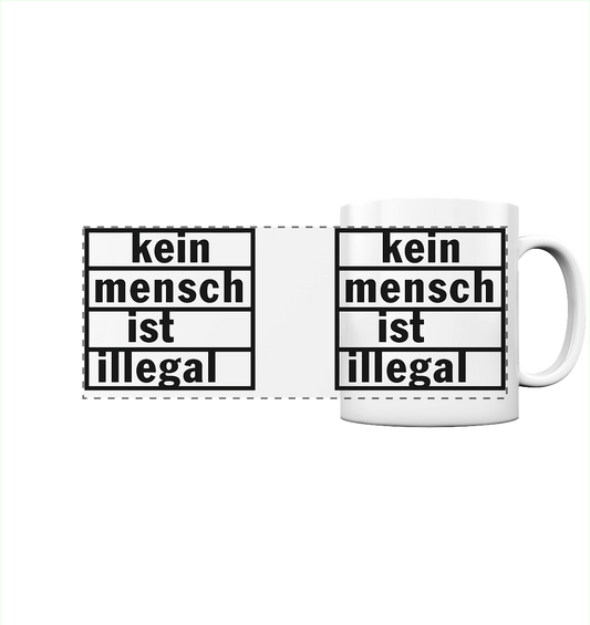 Kein Mensch ist illegal (Schwarz) - Panorama-Tasse