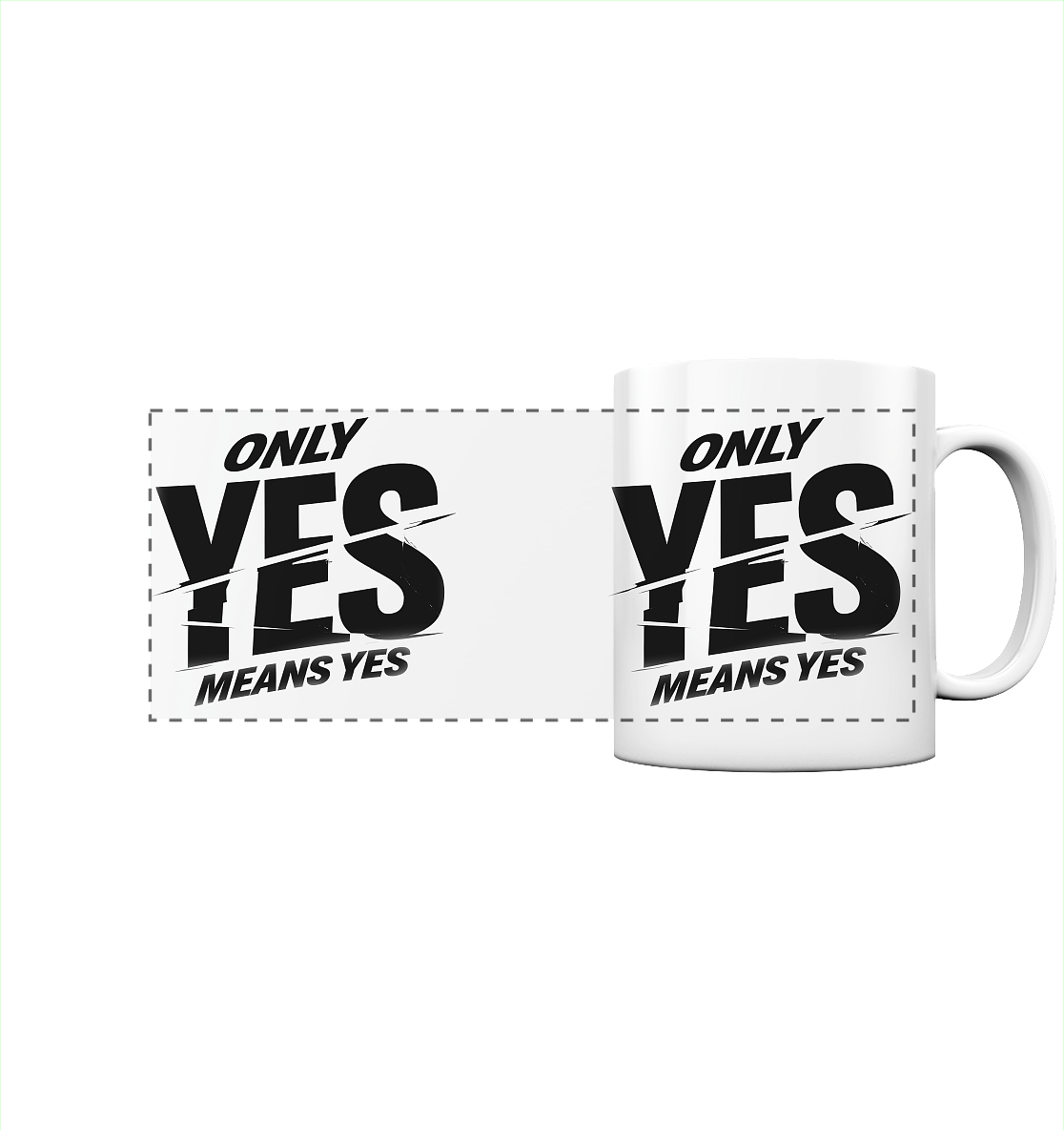 Only yes means yes (Schwarz) - Panorama-Tasse