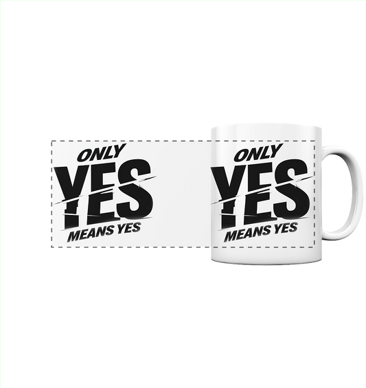 Only yes means yes (Schwarz) - Panorama-Tasse