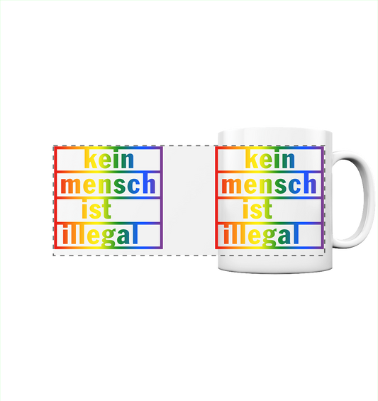 Kein Mensch ist illegal (Regenbogen) - Panorama-Tasse