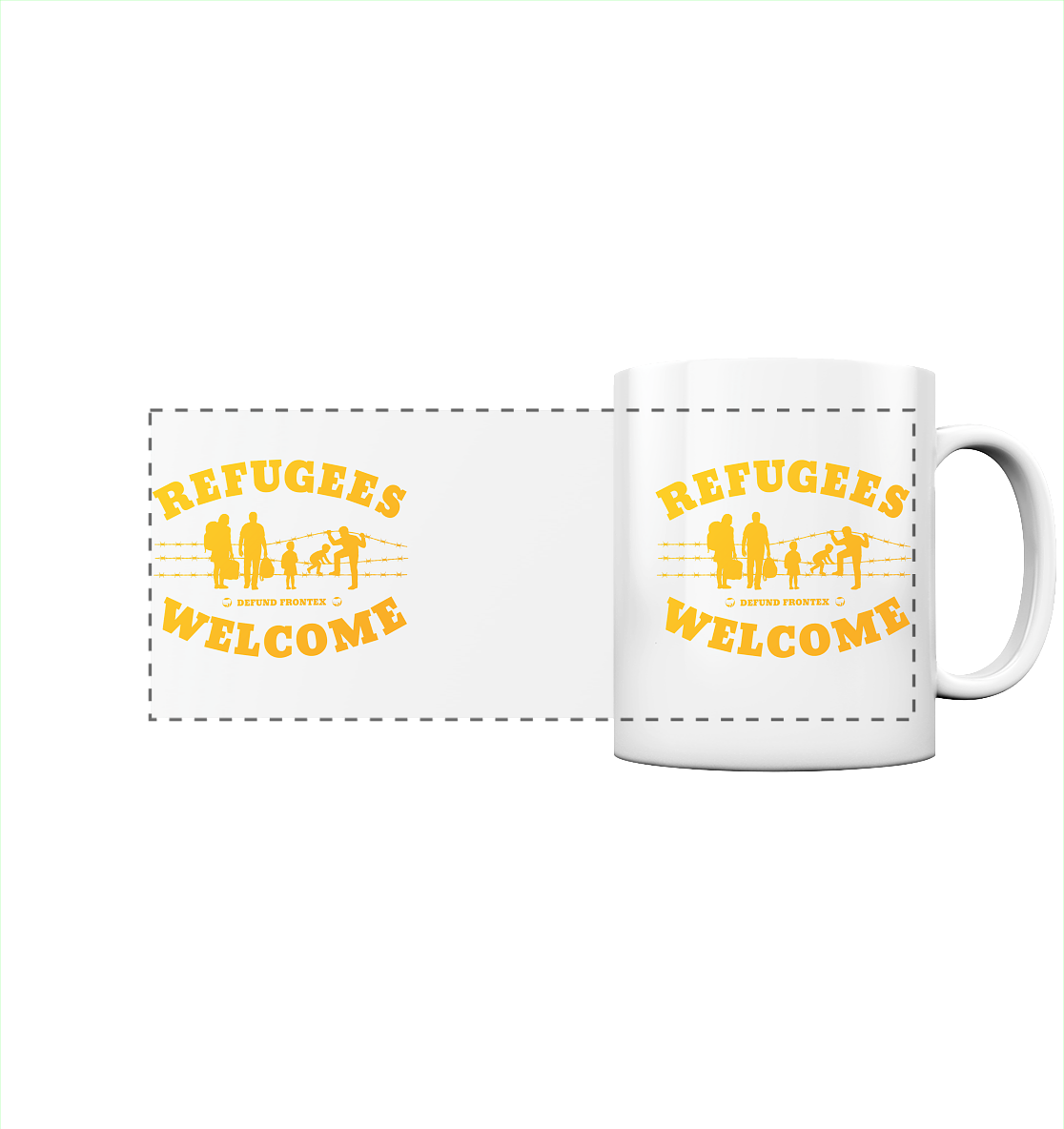 Refugees Welcome on land (Gelb-Orange) - Panorama-Tasse