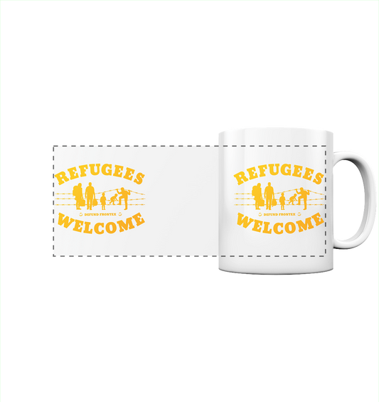 Refugees Welcome on land (Gelb-Orange) - Panorama-Tasse