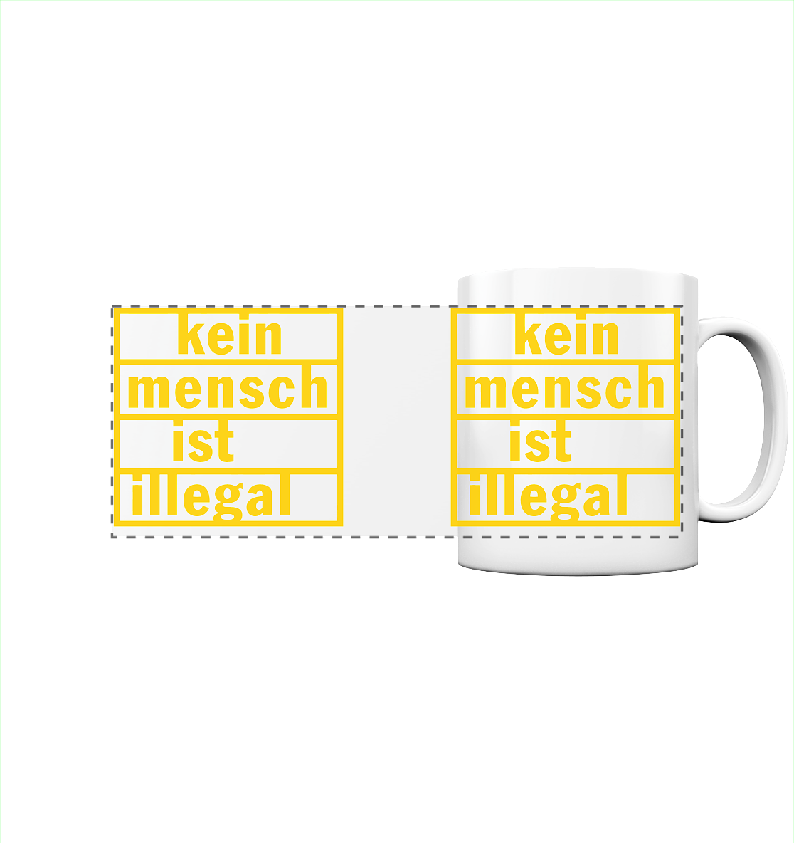 Kein Mensch ist illegal (Gelb) - Panorama-Tasse