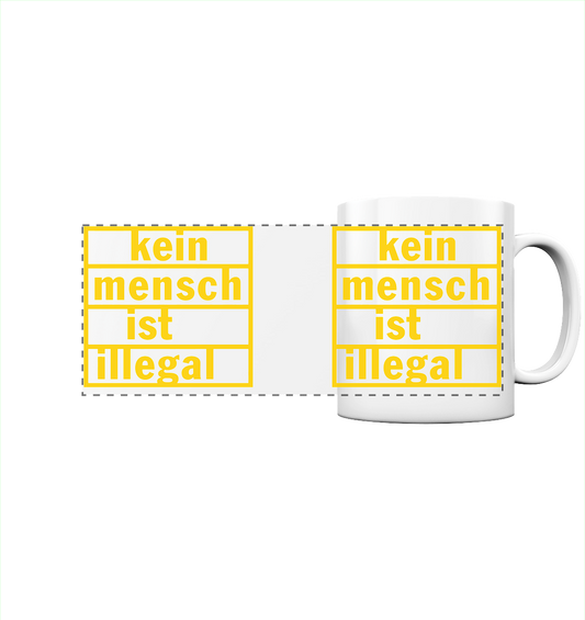 Kein Mensch ist illegal (Gelb) - Panorama-Tasse